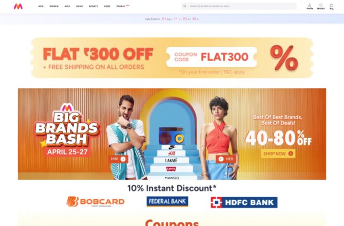 Myntra - The-Headline Myntra is also one of the Online Stores for Affordable Aesthetic Clothes